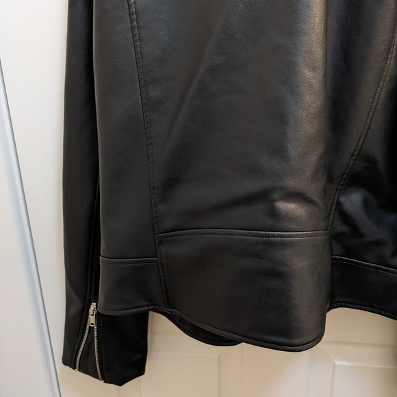 Vegan Leather Cropped Moto Jacket L Tall - Picture 6 of 6